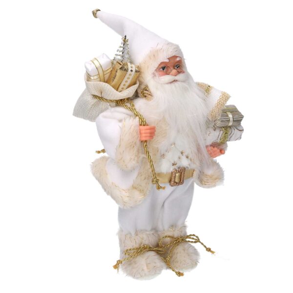 Babbo natale tessuto bianco e oro cmh45