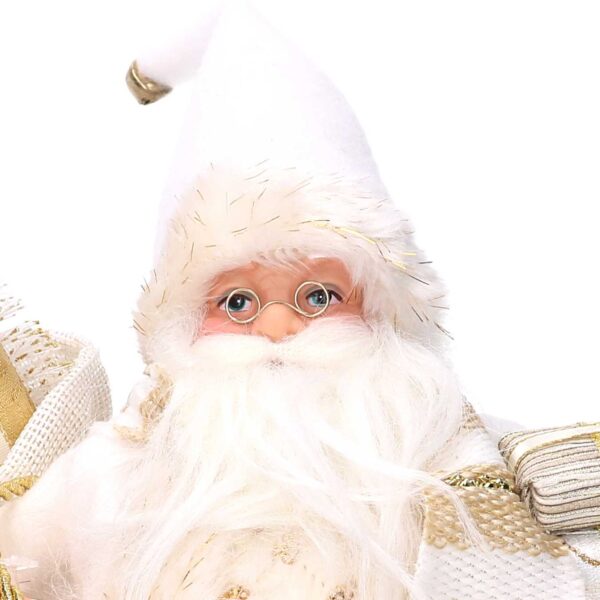 Puntale tessuto Babbo Natale bianco e oro cmø22h30