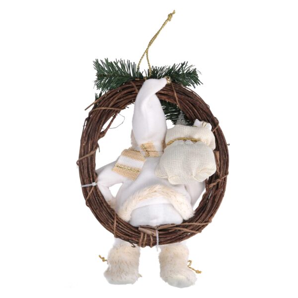 Babbo natale tessuto su ghirlanda bianco e oro cmh32/49
