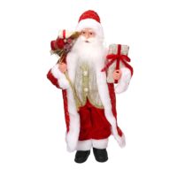 Babbo natale tessuto rosso e oro con regali cmh45