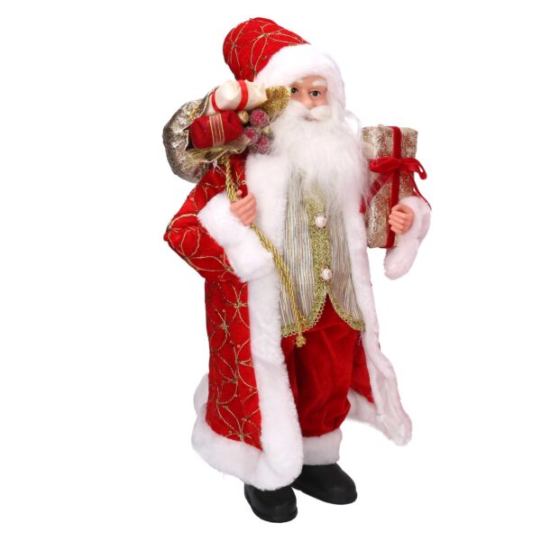 Babbo natale tessuto rosso e oro con regali cmh45