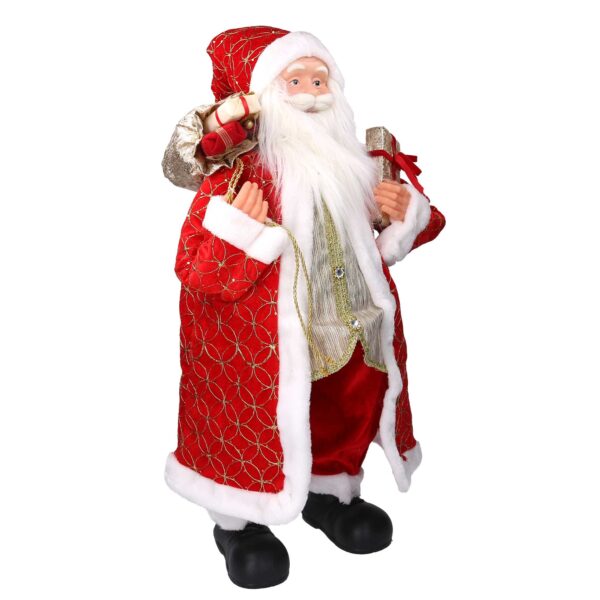 Babbo natale tessuto rosso e oro con regali cmh80