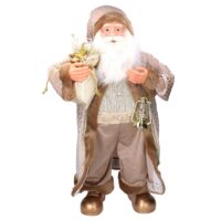 Babbo natale tessuto con lanterna oro cmh80