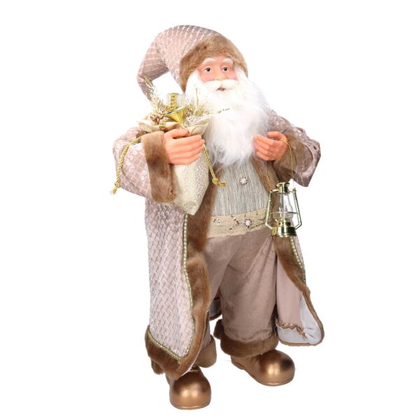 Babbo natale tessuto con lanterna oro cmh80