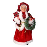 Babbo natale tessuto signora damascato rosso cm0h45