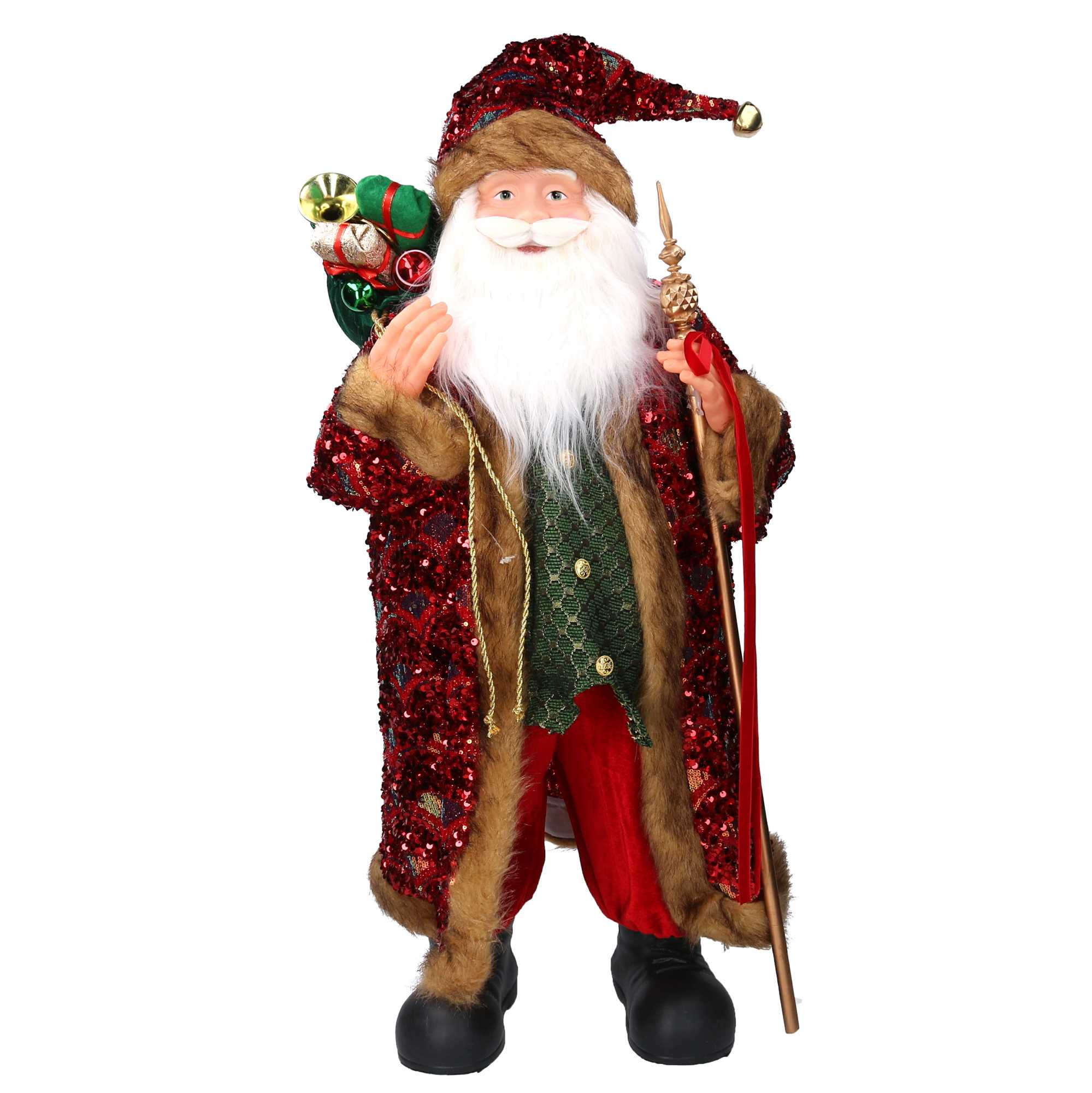 Babbo natale tessuto paillettes rosso cmh80