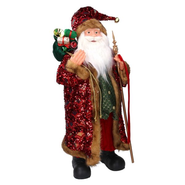 Babbo natale tessuto paillettes rosso cmh80