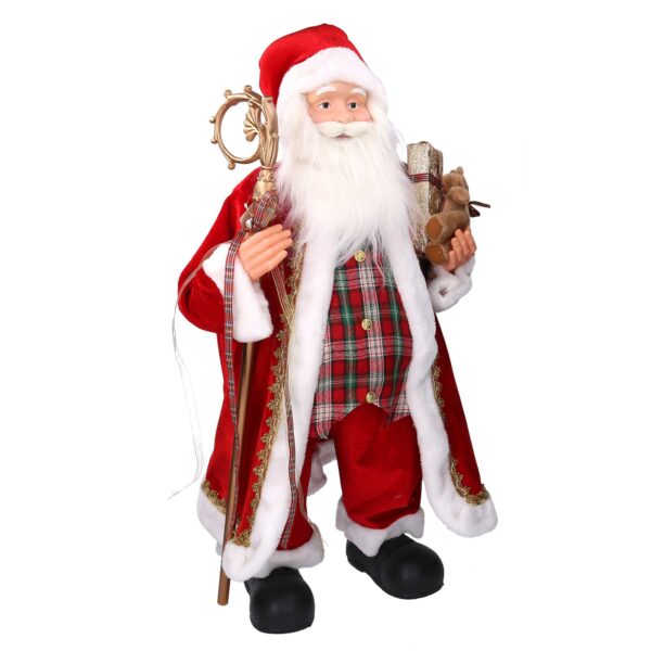 Babbo natale tessuto rosso con bastone cmh80