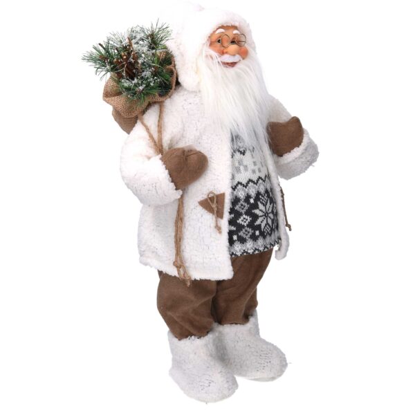 Babbo natale tessuto con led bianco e marrone cmh45