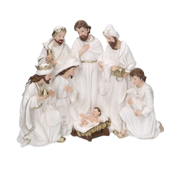 Presepe resina bianco cm 23x12,5h19,5