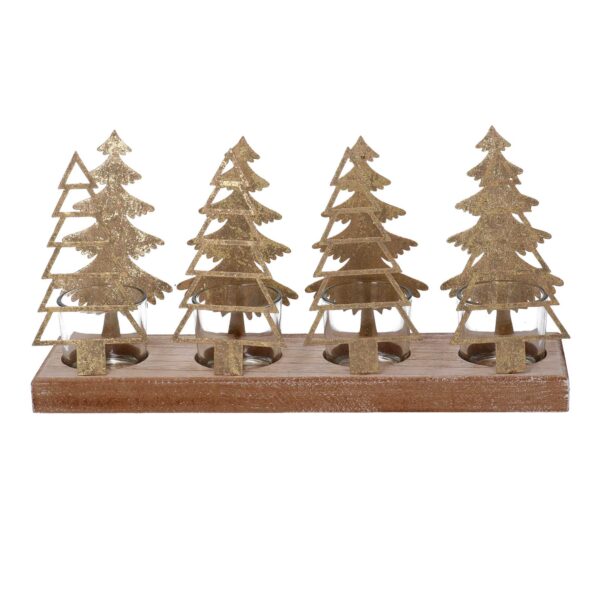 Portacandele metallo 4 posti alberi orocm15x8h30