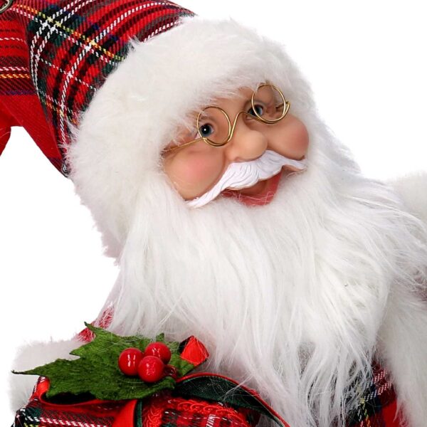 Babbo natale tessuto rosso seduto con regali, musica e movimento cmh35,5