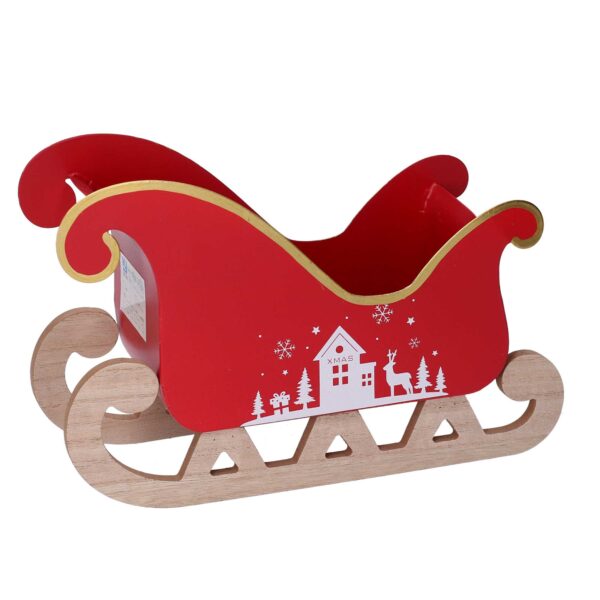 Slitta metallo casetta bianco e rosso cm27,5x10h20