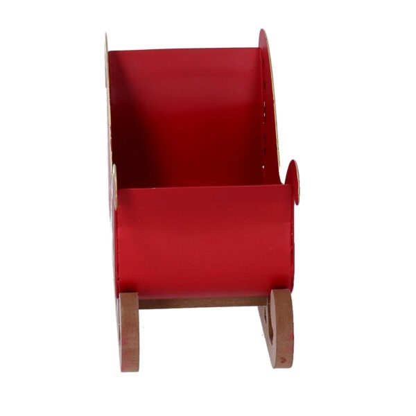 Slitta metallo casetta bianco e rosso cm27,5x10h20