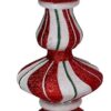 Portacandele resina bianco e rosso cm ø15h23