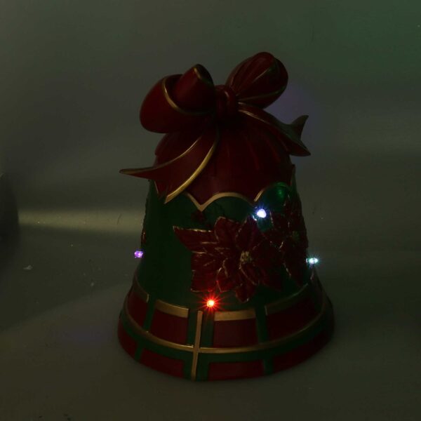 Campana resina fiori verde e rosso con led cm 20x19h25