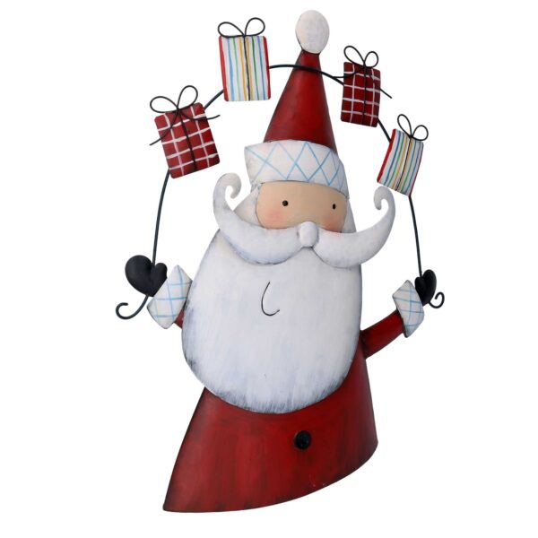 Babbo natale metallo con regali rosso cm 38,7x10,8h47,6