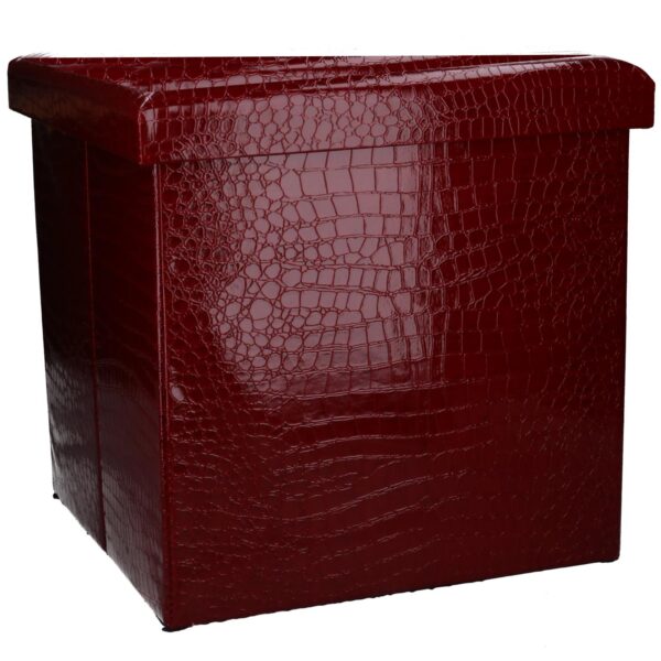 Puff ecopelle rosso quadro pieghevole cm30x30h30