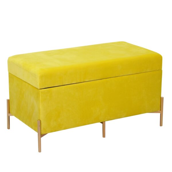 Panca contenitore velluto giallo cm78x40h45