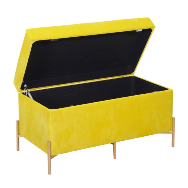 Panca contenitore velluto giallo cm78x40h45