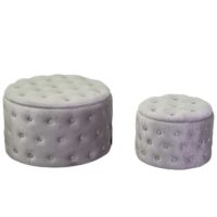 Puff contenitore velluto 1-2 grigio cm ø70h42