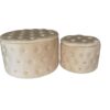 Puff contenitore velluto 1-2 crema cm ø70h42