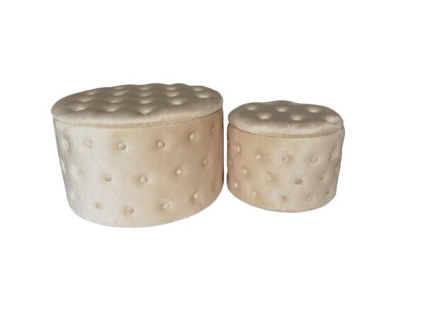 Puff contenitore velluto 1-2 crema cm ø70h42
