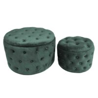 Puff contenitore velluto 1-2 verde salvia cm ø70h42