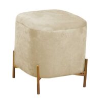 Puff contenitore velluto crema con gambe cm38x38h45