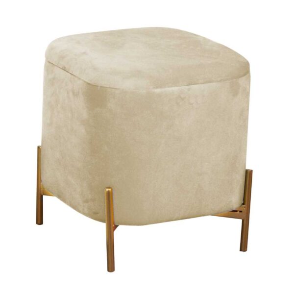 Puff contenitore velluto crema con gambe cm38x38h45