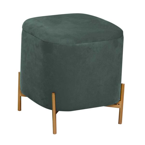 Puff contenitore velluto verde salvia con gambe cm38x38h45