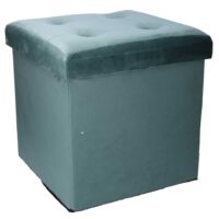 Puff velluto verde salvia quadro pieghevole cm38x38h38
