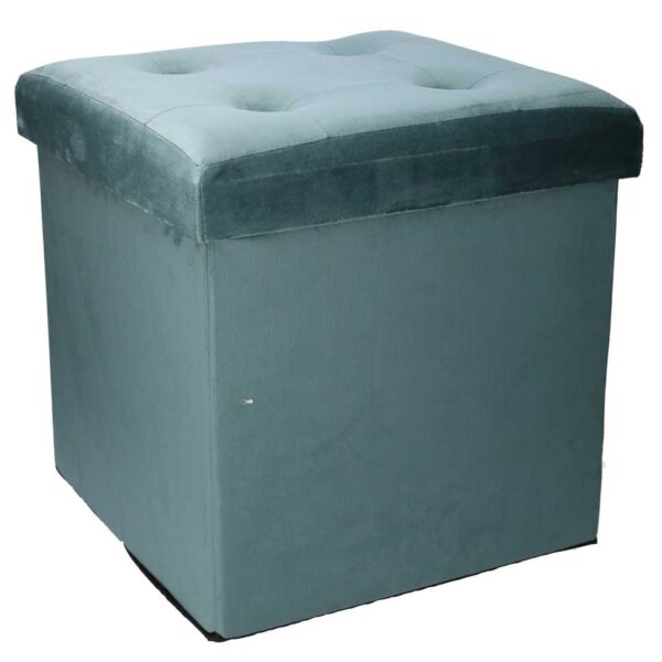 Puff velluto verde salvia quadro pieghevole cm38x38h38