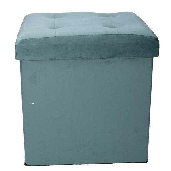 Puff velluto verde salvia quadro pieghevole cm38x38h38