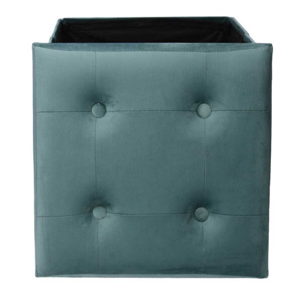 Puff velluto verde salvia quadro pieghevole cm38x38h38