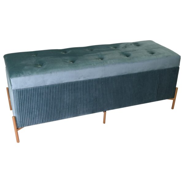 Panca contenitore velluto blu petrolio cm115x40h45