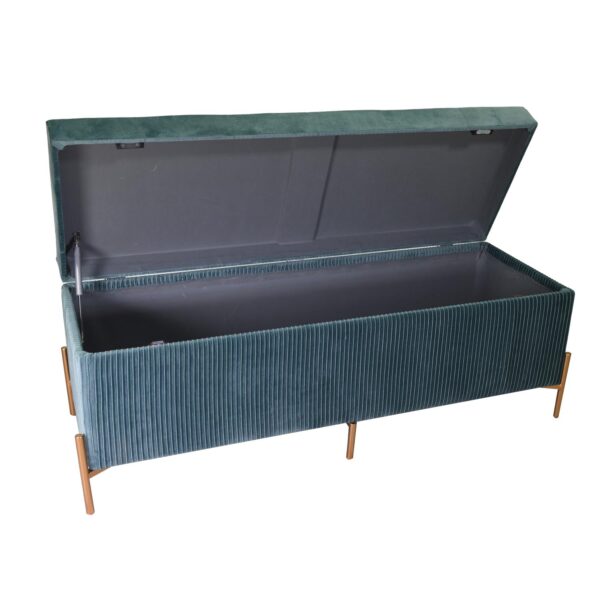 Panca contenitore velluto blu petrolio cm115x40h45