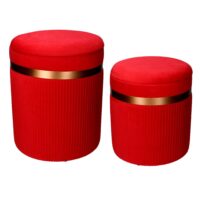 Puff contenitore velluto 1-2 linea altarosso cm ø39h49