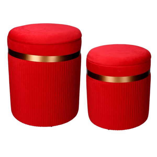 Puff contenitore velluto 1-2 linea altarosso cm ø39h49