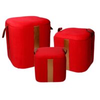 Puff contenitore velluto 1-3 rosso cm39x39h43