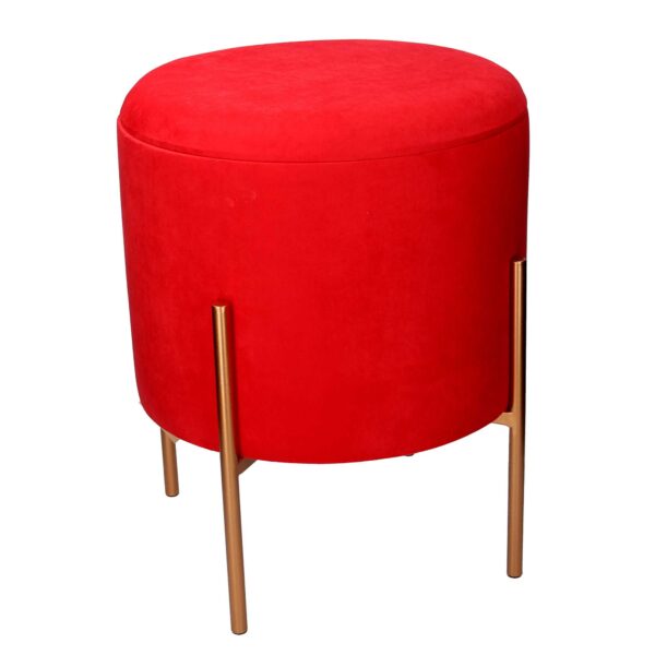 Puff contenitore tessuto rosso con gambe cm ø40h51