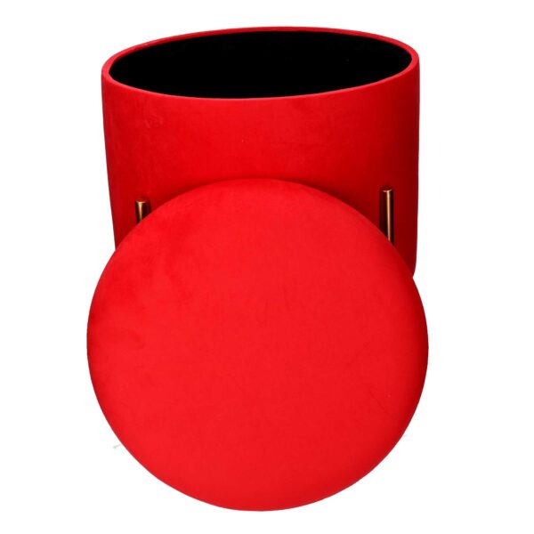 Puff contenitore tessuto rosso con gambe cm ø40h51