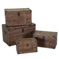 Baule legno ecopelle 1-4 marrone rettangolare cm68x38h40