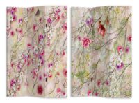 Paravento stampa 3 ante crema con rami fiori cm120,6x2,5h180