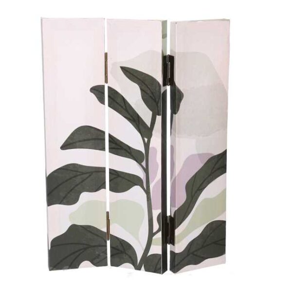 Paravento stampa foglie verde 3 ante rettangolare cm120,6x2,5h180