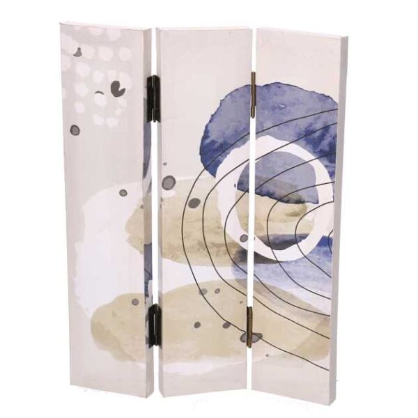 Paravento stampa cerchi bianco blu 3 ante rettangolare cm120,6x2,5h180