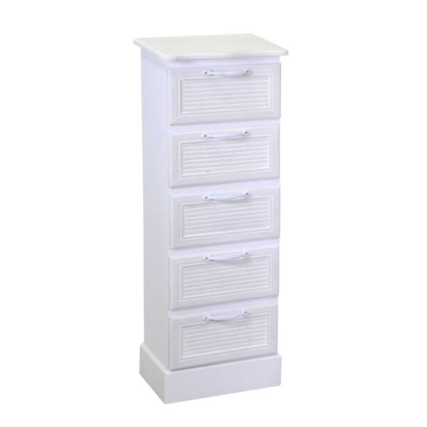 Mobiletto legno liverpool 5 cassetti bianco cm29x23h81