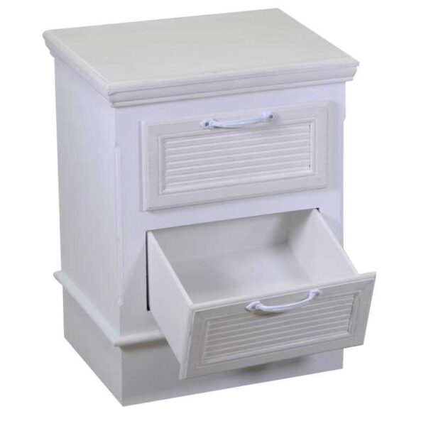 Mobiletto legno liverpool 2 cassetti bianco cm37x30h49