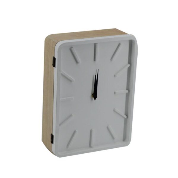 Orologio legno bianco con portachiavi cancelletto 8p rettangolare cm22x30x8