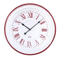 Orologio legno metallo bianco rosso cmø50x4,5